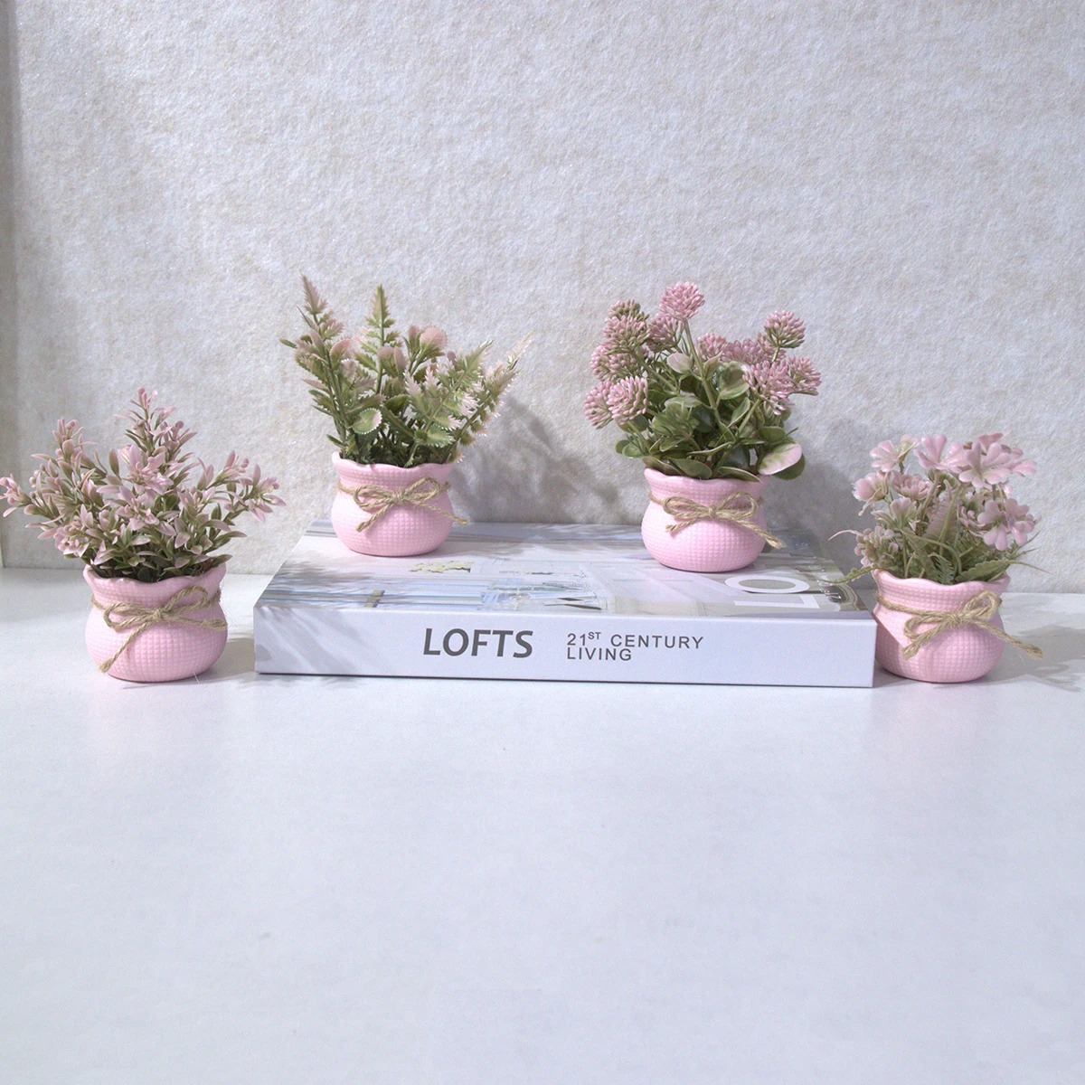 Resin Art Tree - Mini Artificial Pink Series Flower Potted
