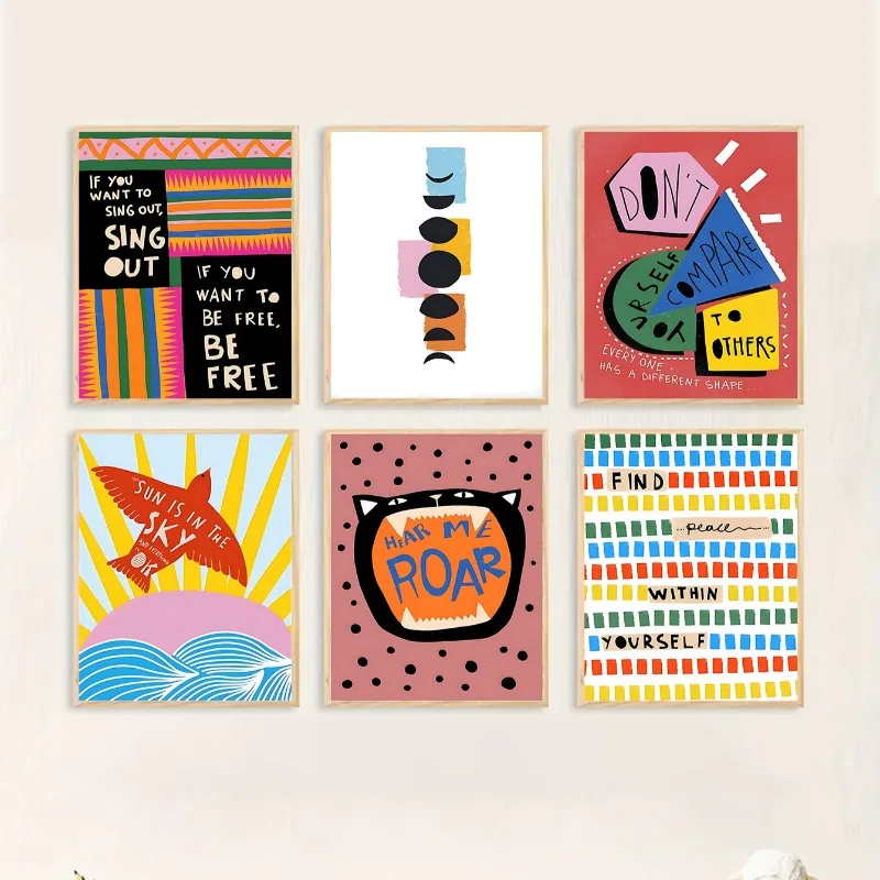 Resin Art On Wall - Bohemian Colorful Poster Printed with Self-care
