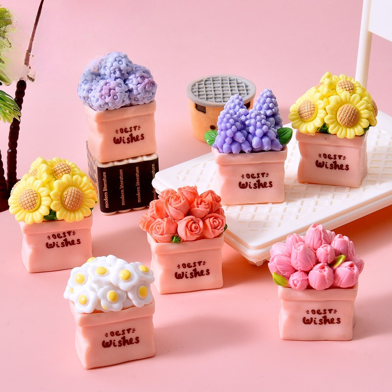 Mini Flower Pot Plant Sunflowe - Resin Art Tree ulasan dan harga