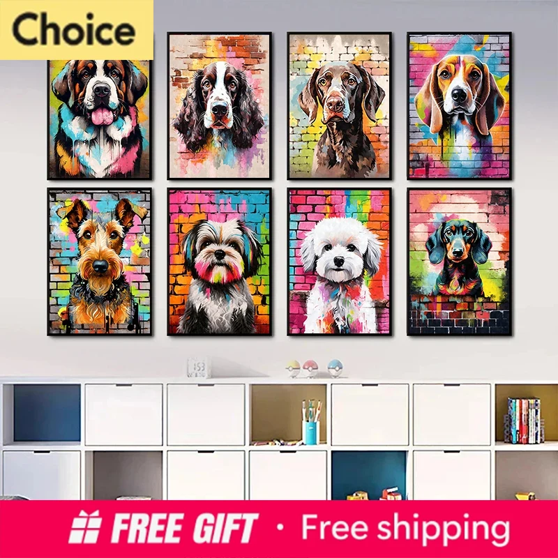 Cute Pet Dogs Graffiti Poster  - Resin Art Aesthetic ulasan dan harga