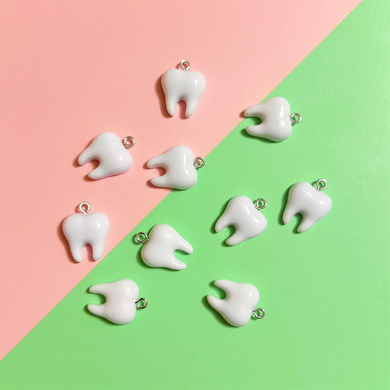 10pcs Cute White Teeth Resin P - Resin Art Jewelry Kit ulasan dan harga