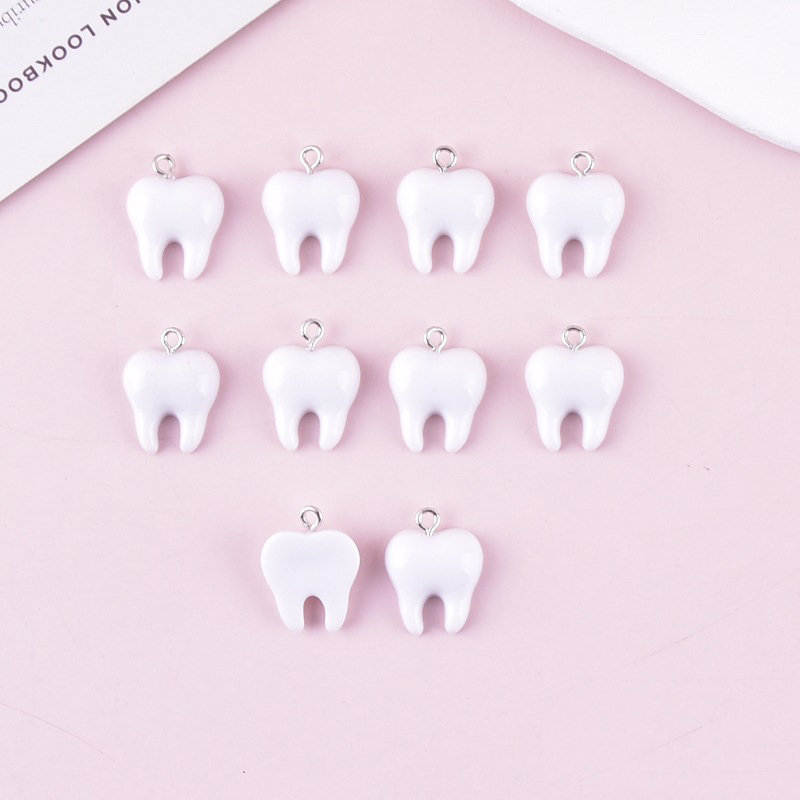 10pcs Cute White Teeth Resin P - Resin Art Jewelry Kit ulasan dan harga