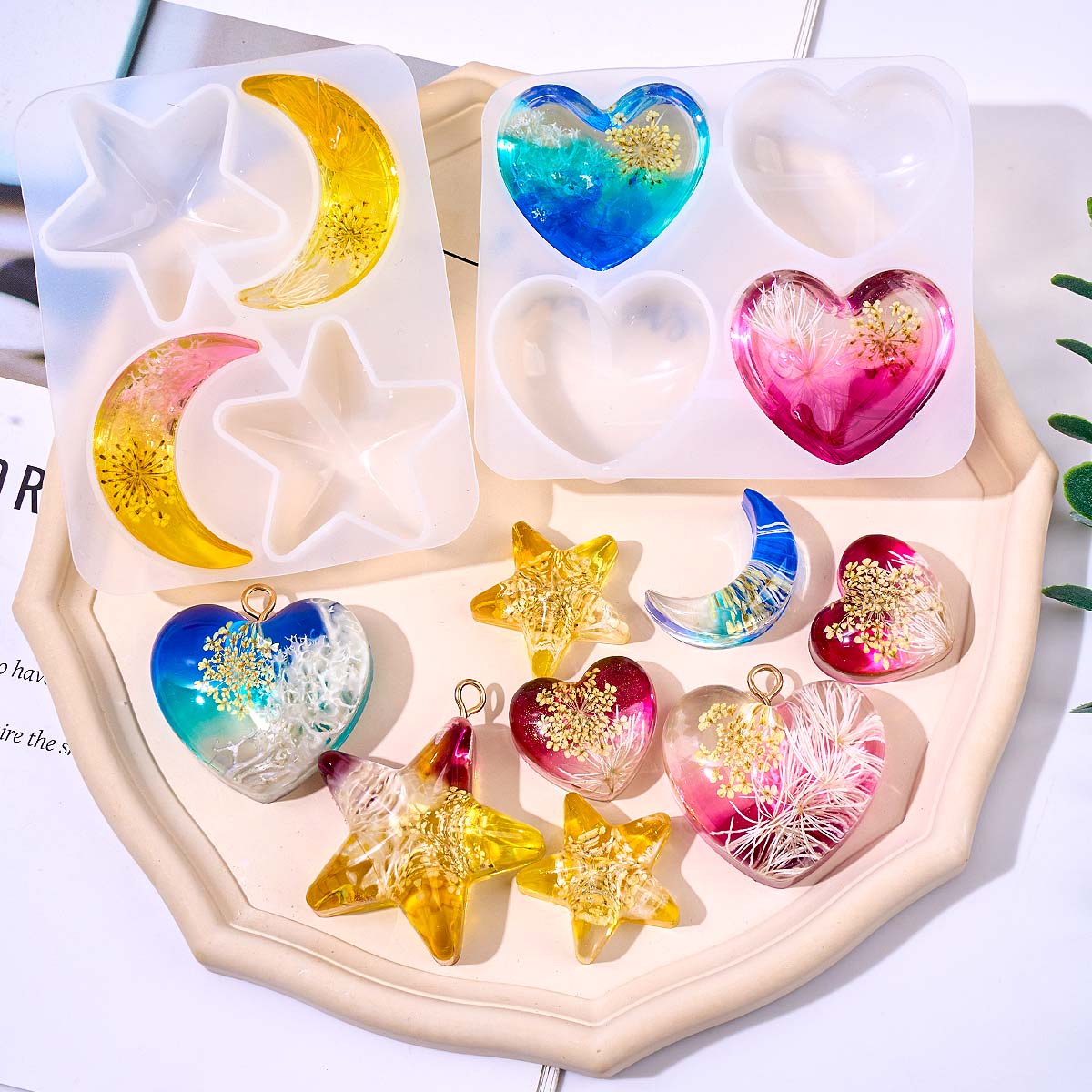 Heart Star Moon Pendant Silico - Resin Art Jewellery ulasan dan harga