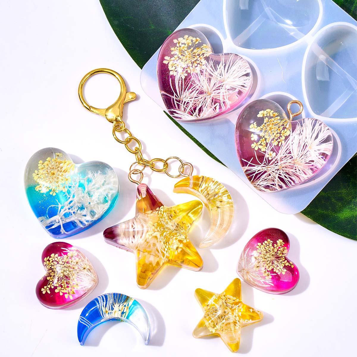 Heart Star Moon Pendant Silico - Resin Art Jewellery ulasan dan harga