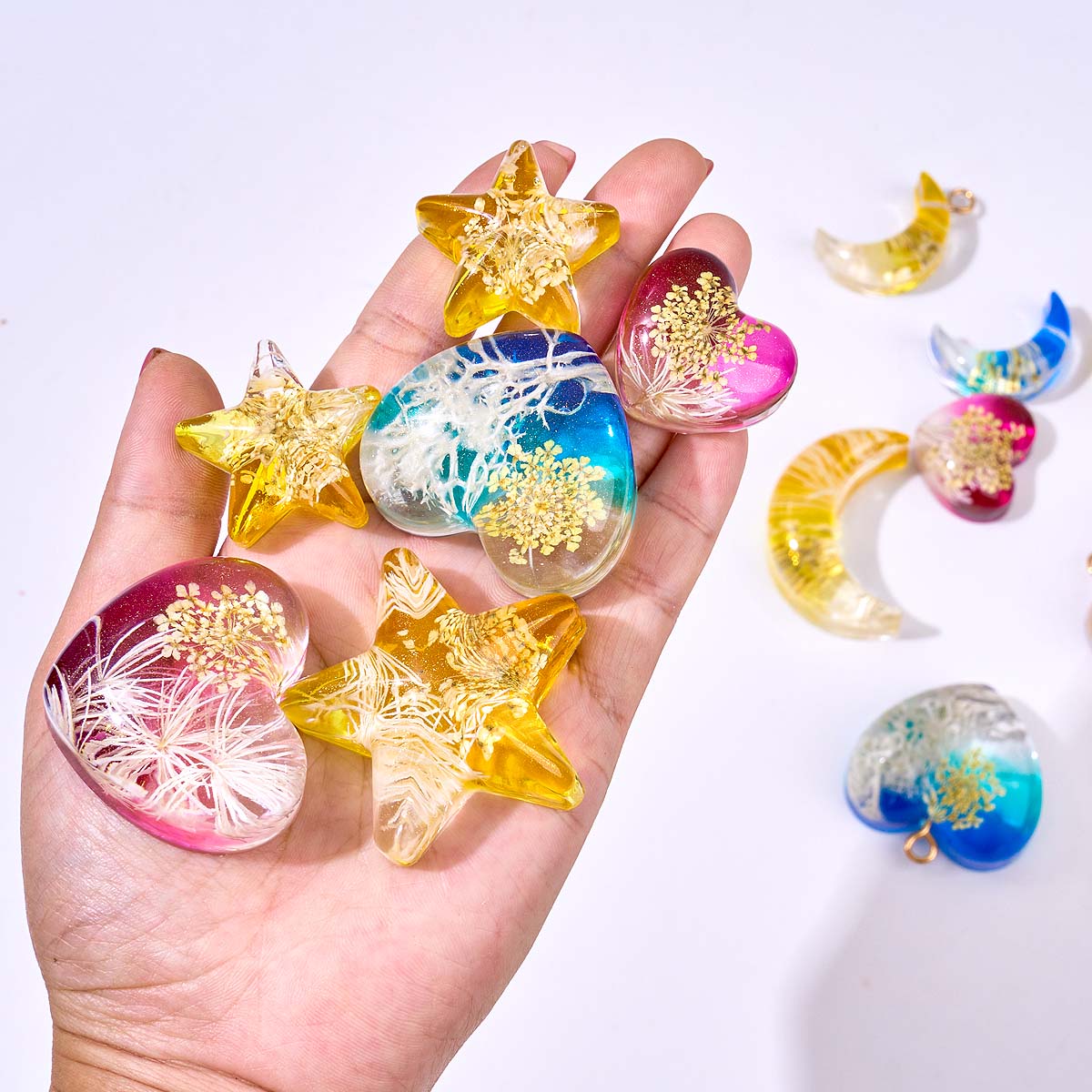 Heart Star Moon Pendant Silico - Resin Art Jewellery ulasan dan harga
