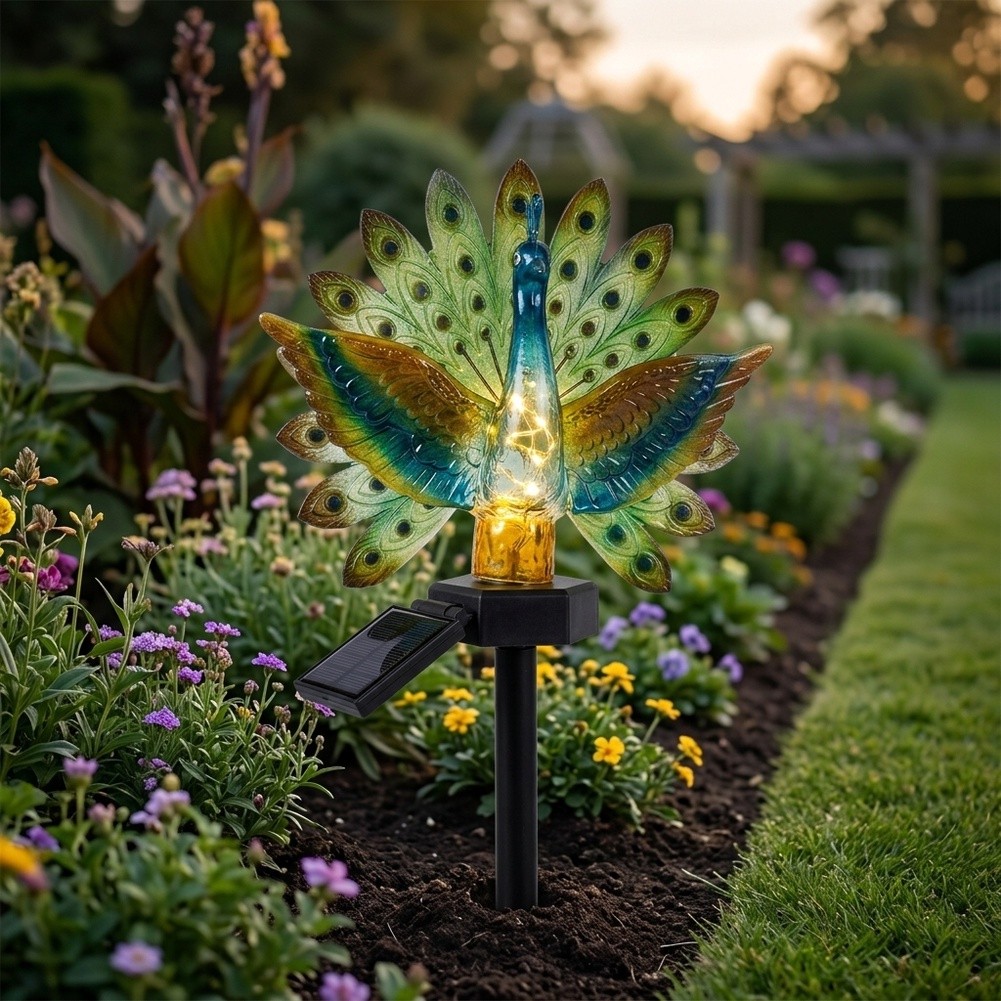 Resin Solar Peacock Garden Art - Resin Art Aesthetic ulasan dan harga