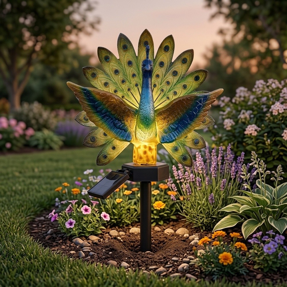 Resin Solar Peacock Garden Art - Resin Art Aesthetic ulasan dan harga