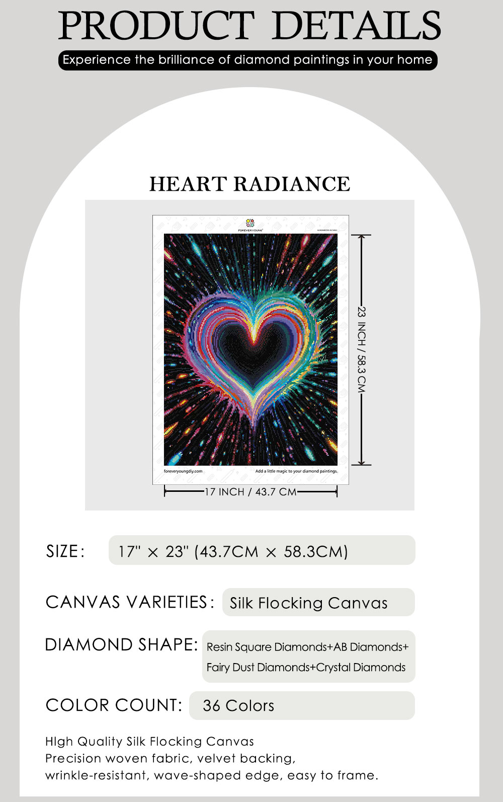 ForeverYoung 43.7×58.3cm Heart - Resin Art On Wall ulasan dan harga