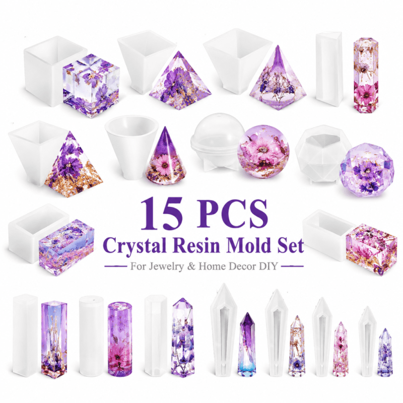 15pcs Crystal Resin Silicone M - Resin Art Jewellery ulasan dan harga