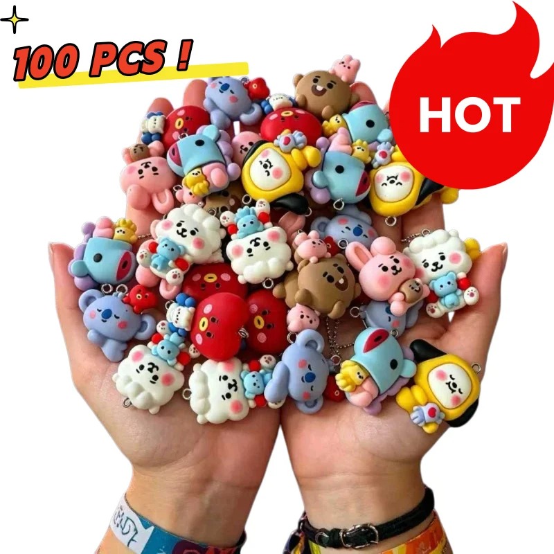 7pcs BT21 Resin Cartoon Charm  - Resin Art Jewelry Kit ulasan dan harga