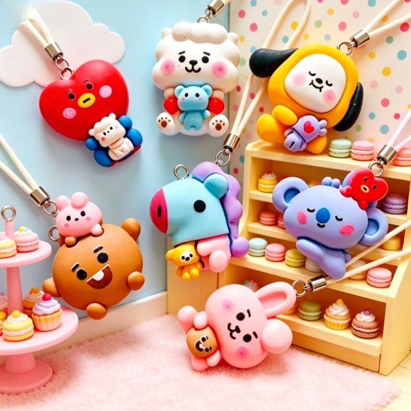7pcs BT21 Resin Cartoon Charm  - Resin Art Jewelry Kit ulasan dan harga