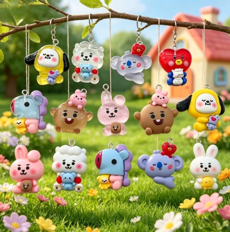 7pcs BT21 Resin Cartoon Charm  - Resin Art Jewelry Kit ulasan dan harga