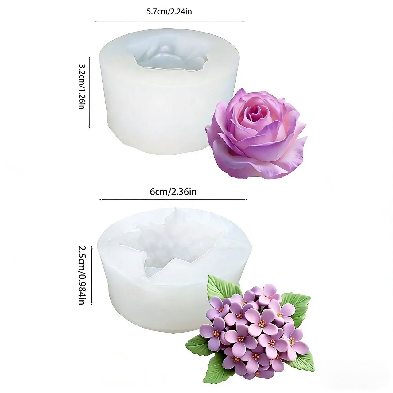 2-Piece 3D Rose and Lilac Sili - Resin Art And Design ulasan dan harga