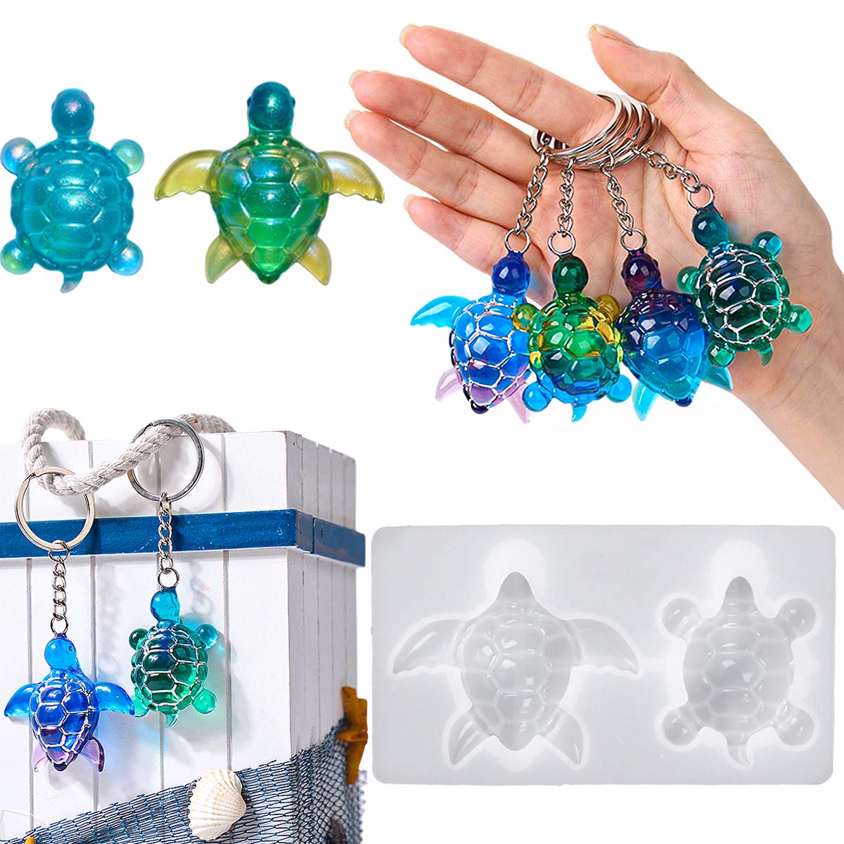 3D Sea Turtle Keychain Silicon - Resin Art Glue ulasan dan harga