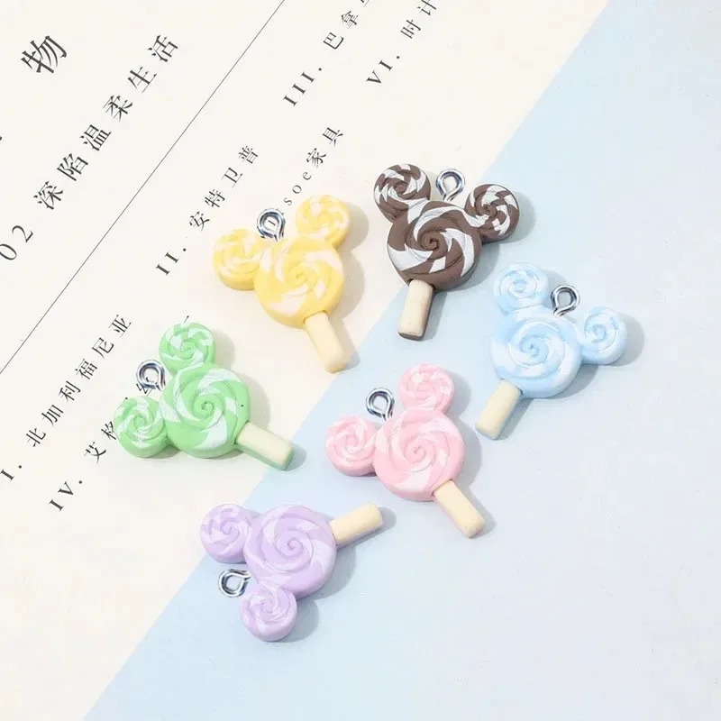 10Pcs Kawaii Mouse Lollipop Re - Resin Art Earrings ulasan dan harga