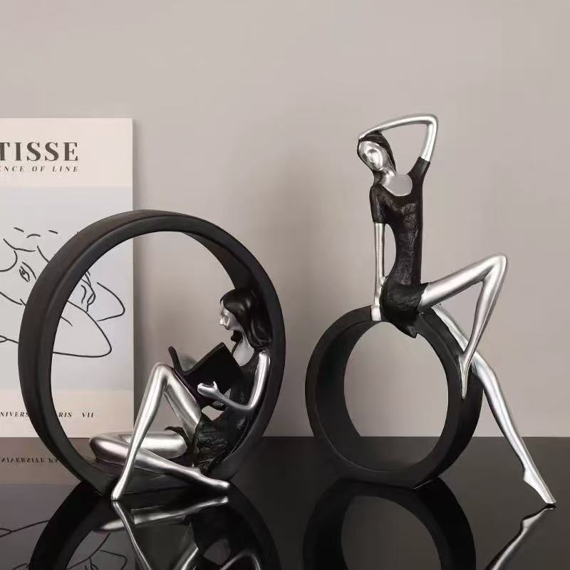 2PCS Yoga Reading Girl Statue  - Resin Art India ulasan dan harga