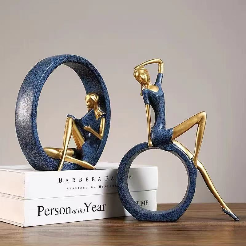 2PCS Yoga Reading Girl Statue  - Resin Art India ulasan dan harga